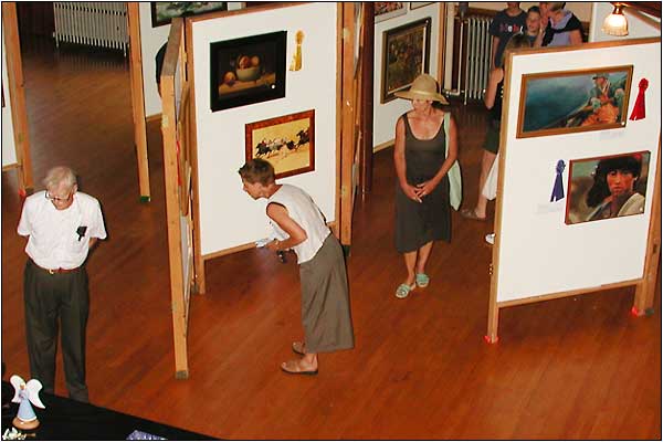 Viewing exhibits in Abbot Hall.